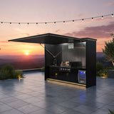 Outdoor Kitchen Cabinet Set with Weatherproof Shed — 4-Burner Gas Grill, 304 Stainless Steel