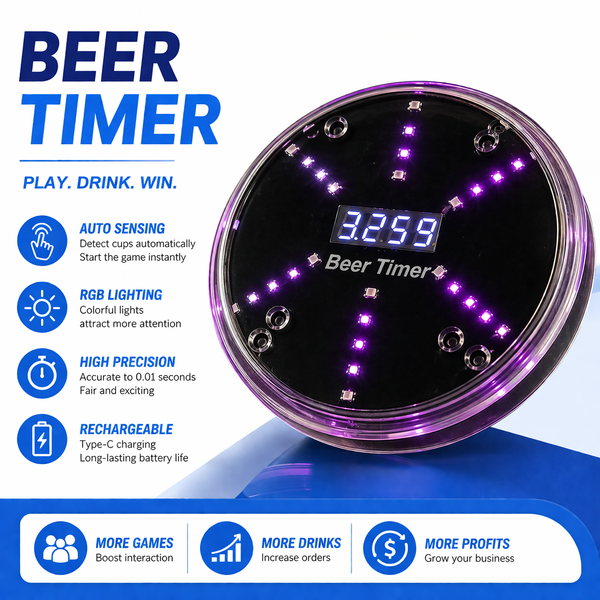 LED Beer Timer Drinking Game — Auto-Sensing RGB Bar Timer