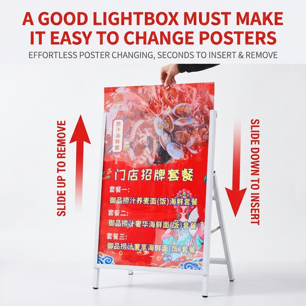 Foldable LED A-Frame Light Box — Double-Sided Sidewalk Sign