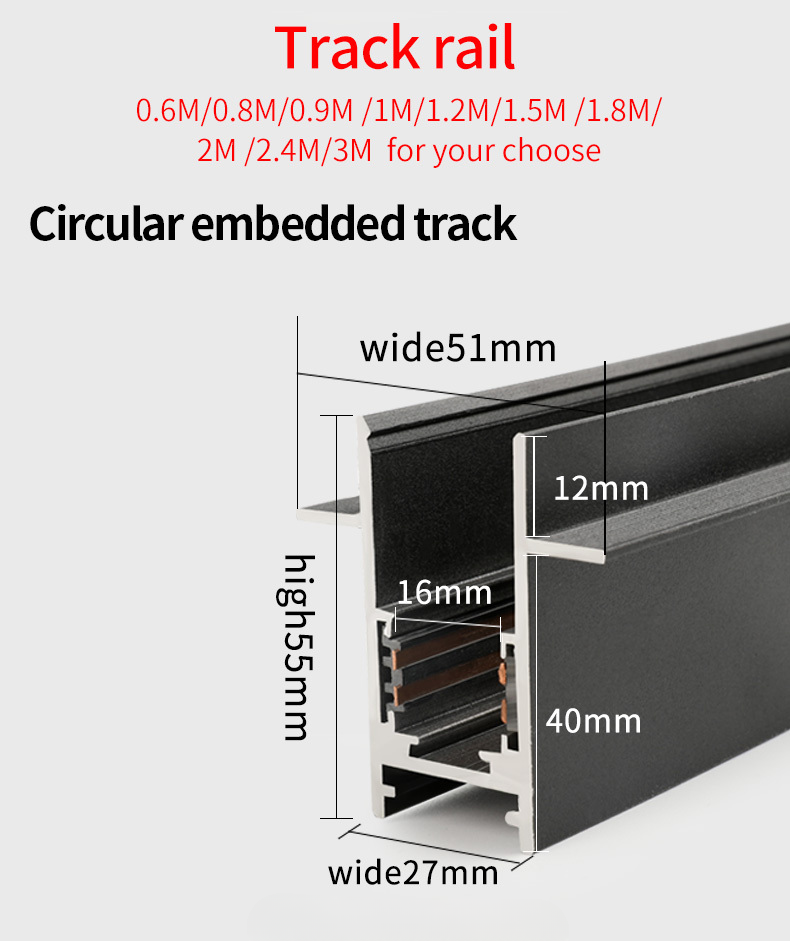 Circular Magnetic LED Track Light System — 48V, Dimmable