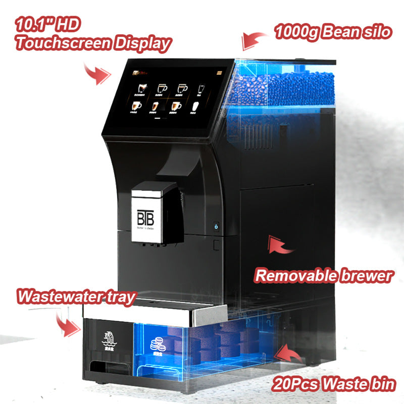 Commercial Bean-to-Cup Coffee Machine with 10.1" Touchscreen