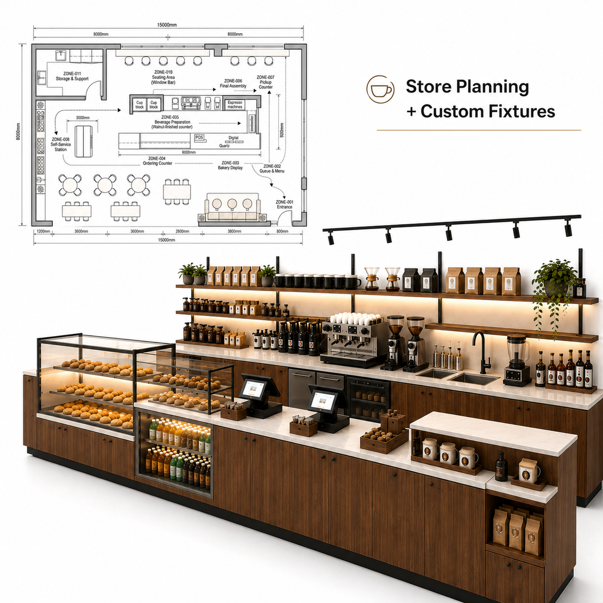 Turnkey Cafe Fitout — Custom Counter, Back Bar & Display