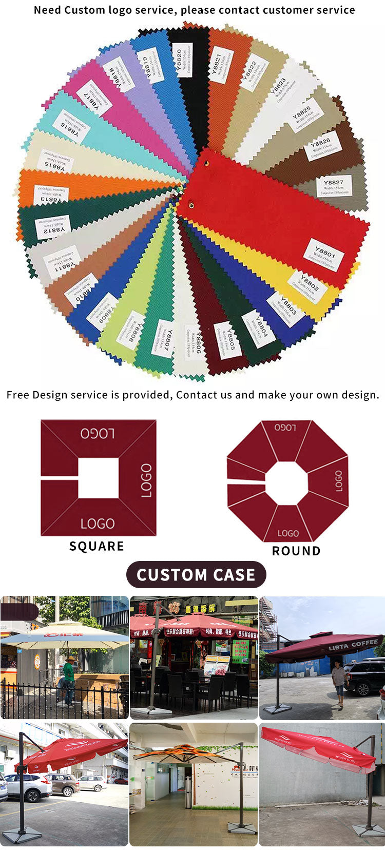 Commercial Patio Umbrella — 3×3 m Aluminum Roman Garden Parasol