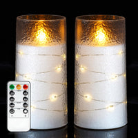 Flameless LED Pillar Candles with Embedded Fairy Lights — Remote &amp; Timer image preview