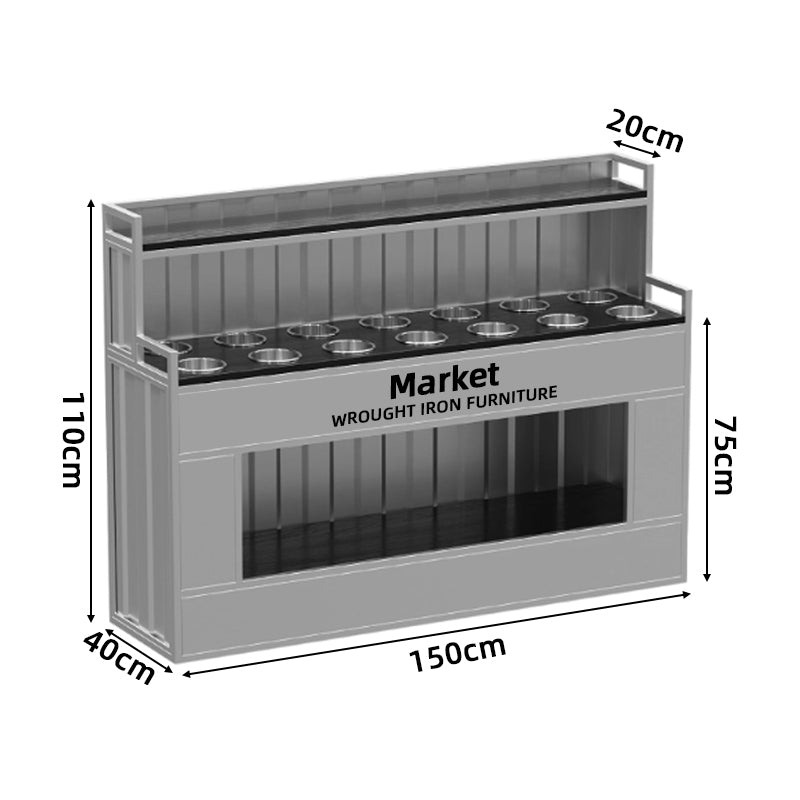 Commercial Wrought Iron Condiment Station — Self-Service Sauce Bar Counter