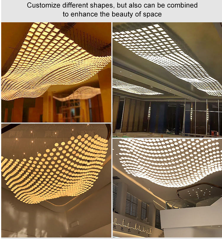 Wave-Design Acrylic & Crystal Chandelier — Custom Large-Scale