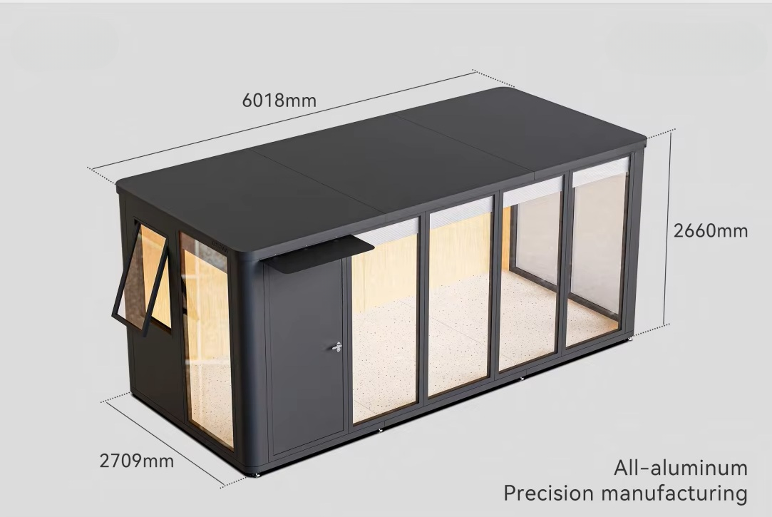 Caseta modular de aluminio para jardín — oficina prefabricada (precio por pie cuadrado)