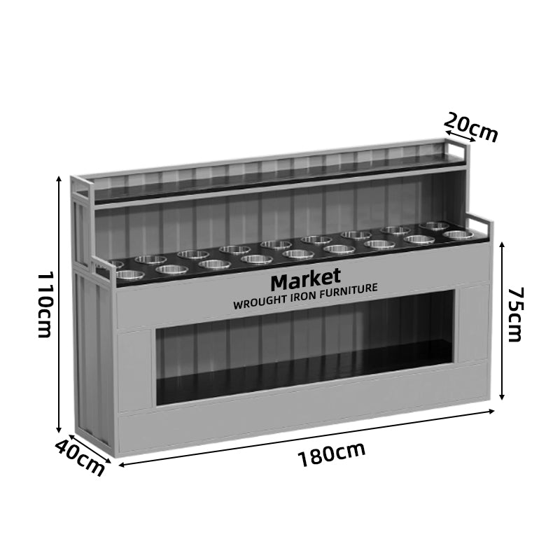 Commercial Wrought Iron Condiment Station — Self-Service Sauce Bar Counter