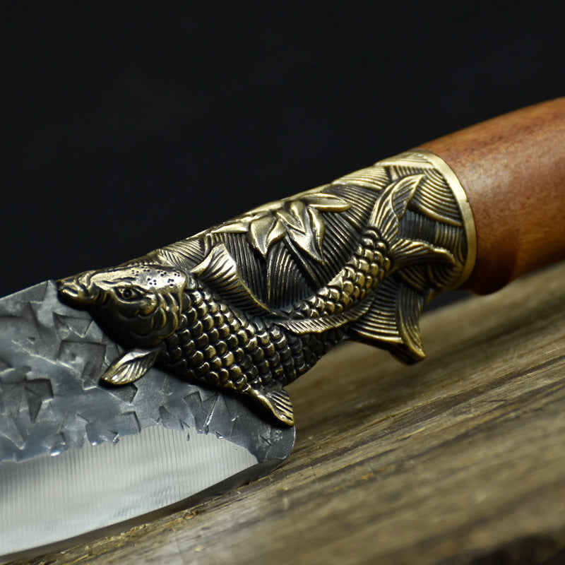 Hand-Forged Kitchen Knife with Fish-Shaped Guard