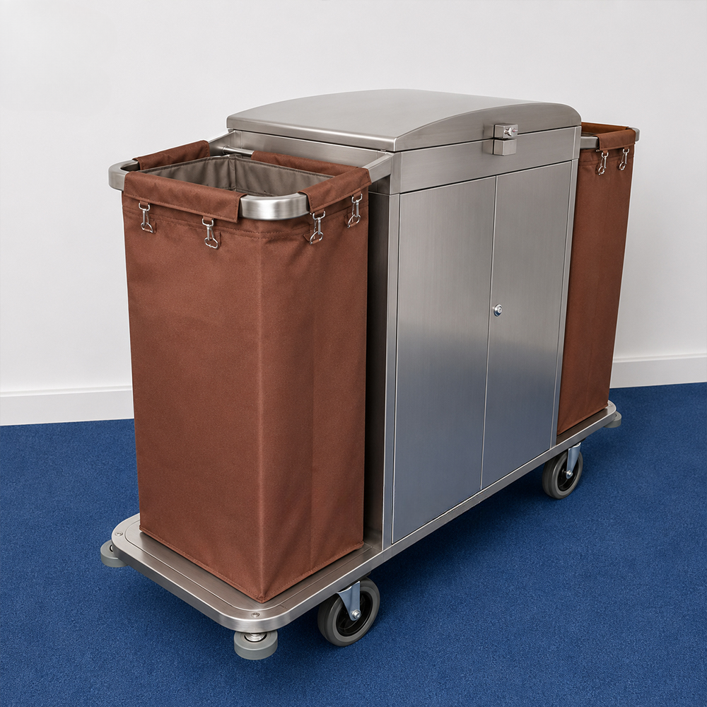 Housekeeping Linen Cart — Foldable Stainless Steel