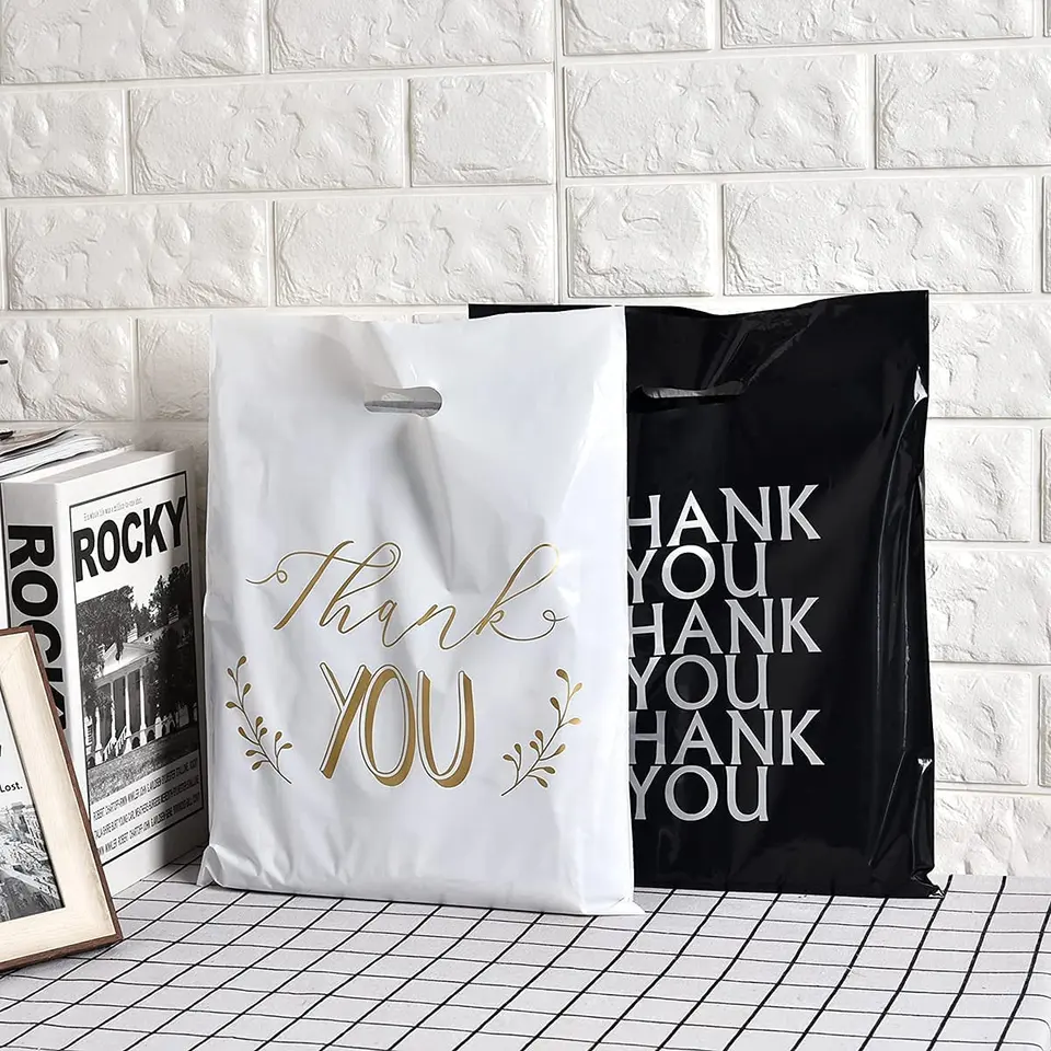 Custom Printed Plastic Shopping Bags — Die-Cut Handle