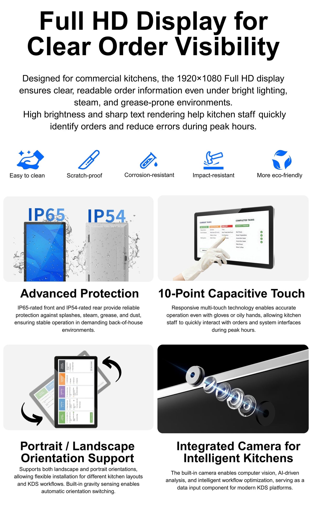 21.5" Android Kitchen Display System (KDS) — IP65 Touchscreen
