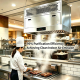 Commercial Ductless Range Hood — ESP Fume Purifier, 3000 m³/h