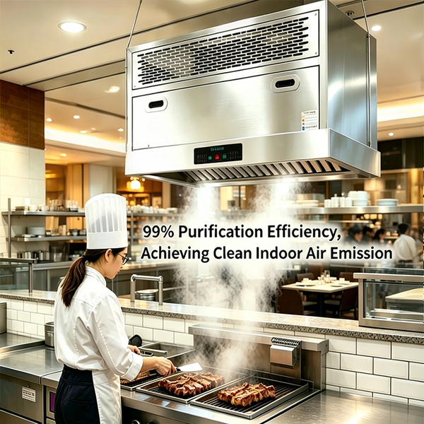 Commercial Ductless Range Hood — ESP Fume Purifier, 3000 m³/h