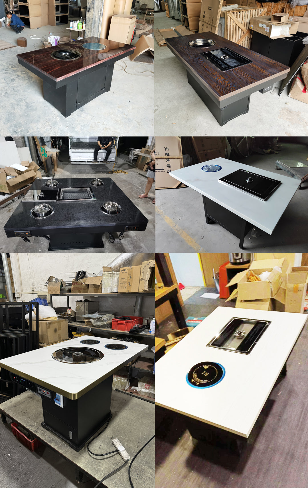 Smoke-Free Hot Pot Table — Marble Top, Built-In Induction