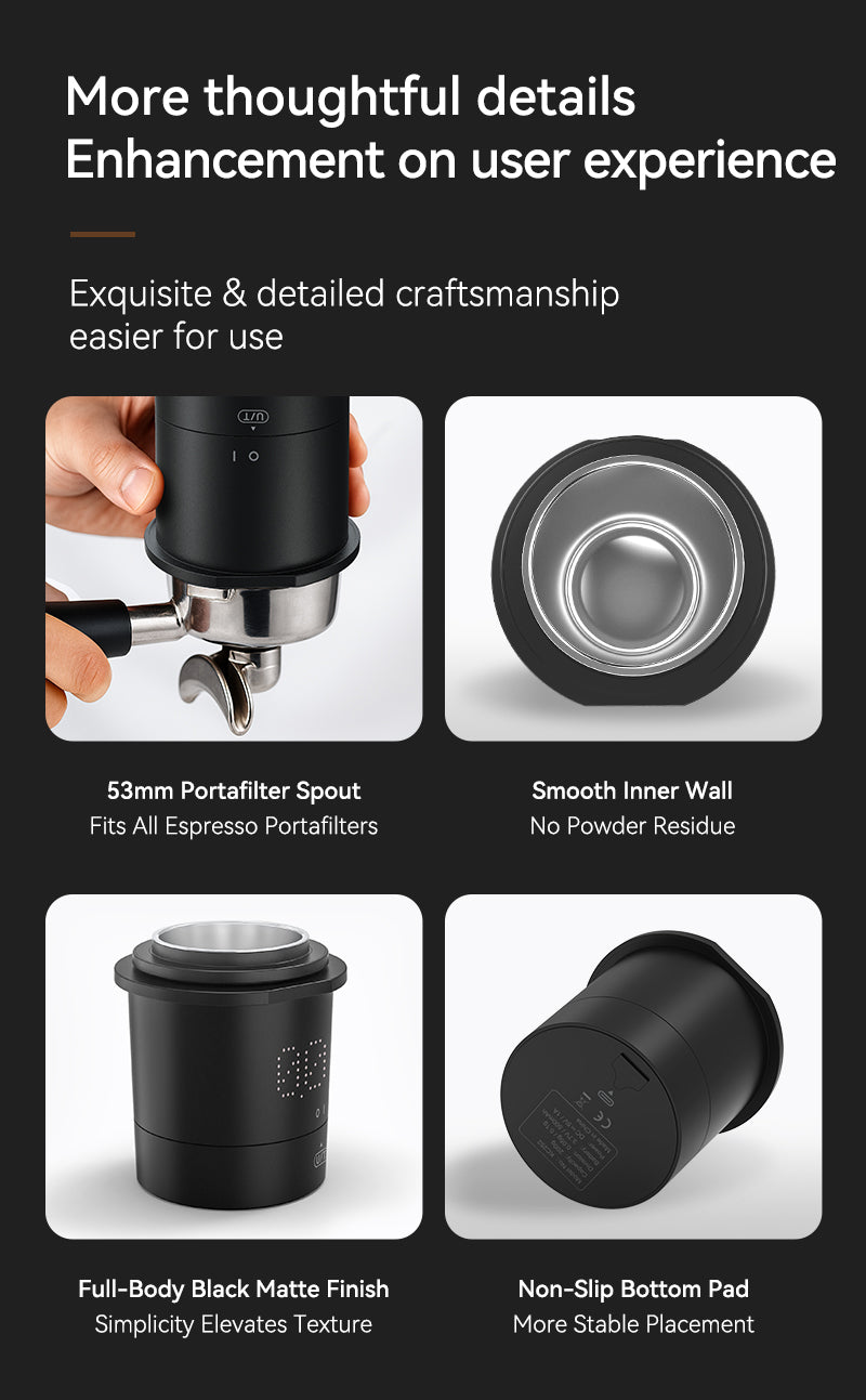 Rechargeable Coffee Dosing Cup with Built-In Scale