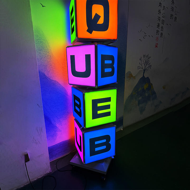 4-Sided Rotating Cube Light Box — Freestanding Poster Display