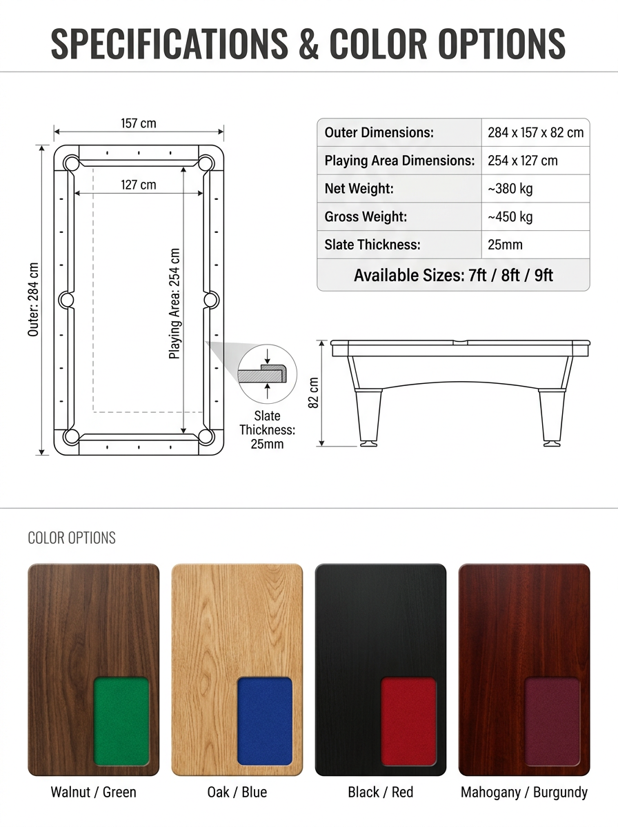 Mesa de billar americano para bola 9 de madera maciza