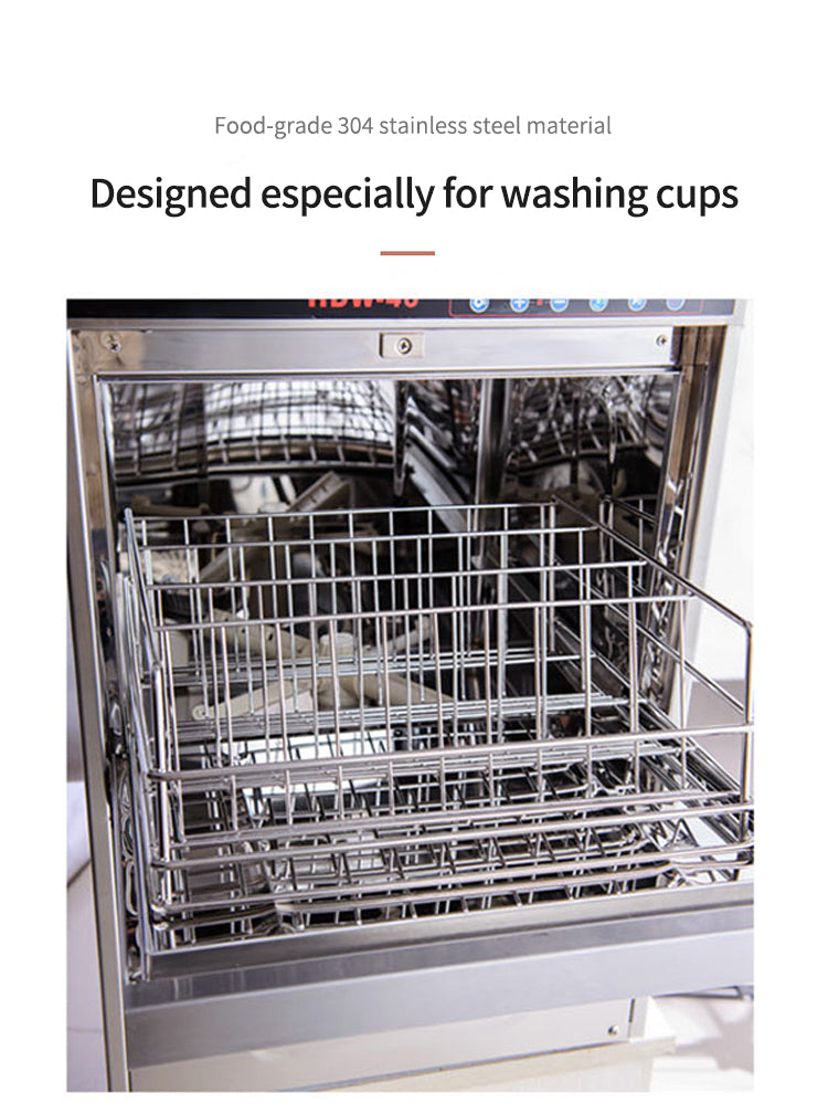 Commercial Front-Loading Glasswasher — Stainless Steel, 30 Baskets/Hour