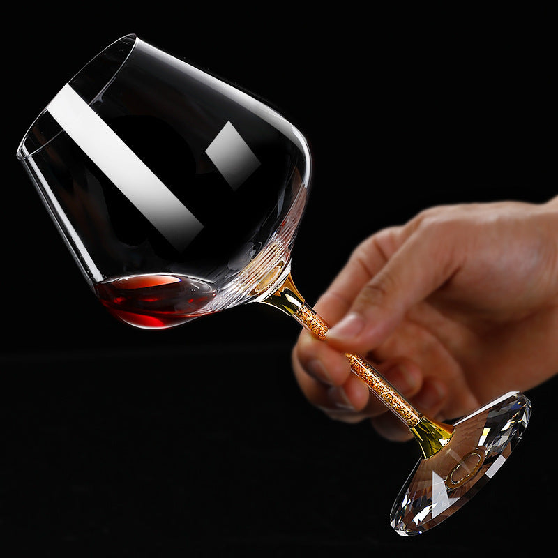 Gold Foil Crystal Glasses and Decanter Set — 7 Pieces