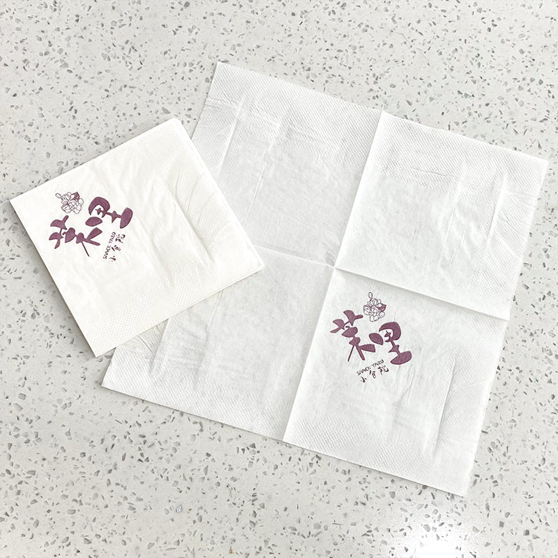 Custom Logo Cocktail Napkins — 2-Ply Wood Pulp, 1,000/Pack