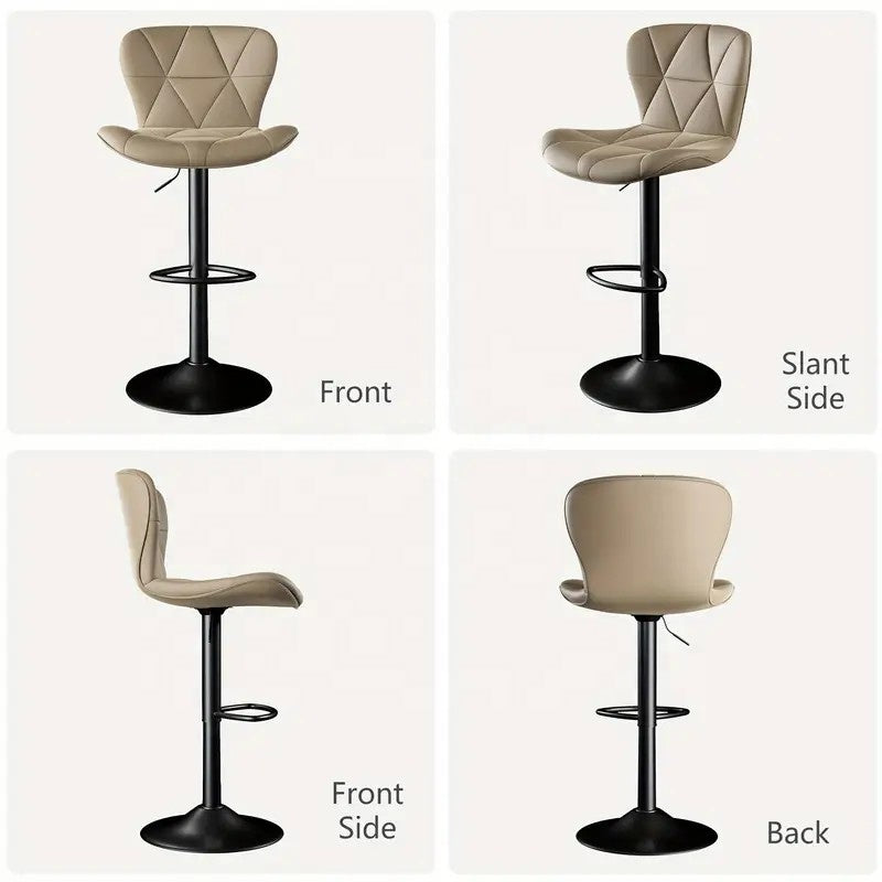 Modern Swivel Bar Stool with Backrest — PU Leather, Adjustable Height