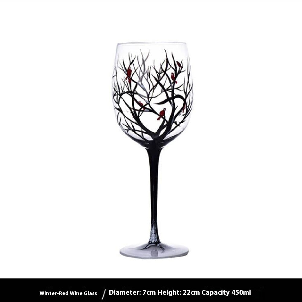 Four Seasons Airbrushed Wine Glass