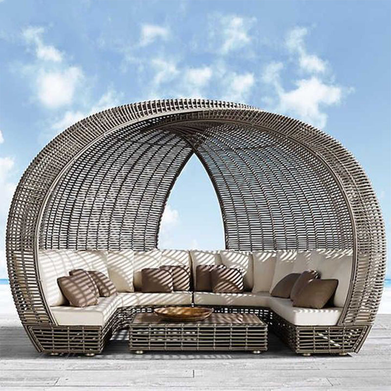 Outdoor PE Rattan Daybed with Cushion — Aluminum Frame
