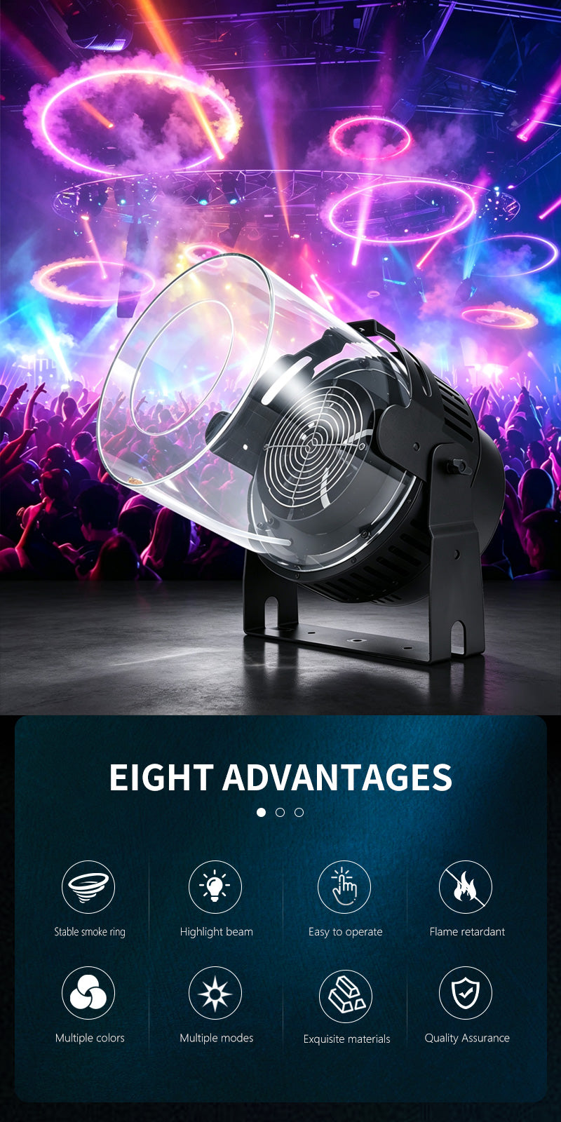 DMX512 Smoke Ring Machine — Fog Vortex Cannon for Stage & DJ