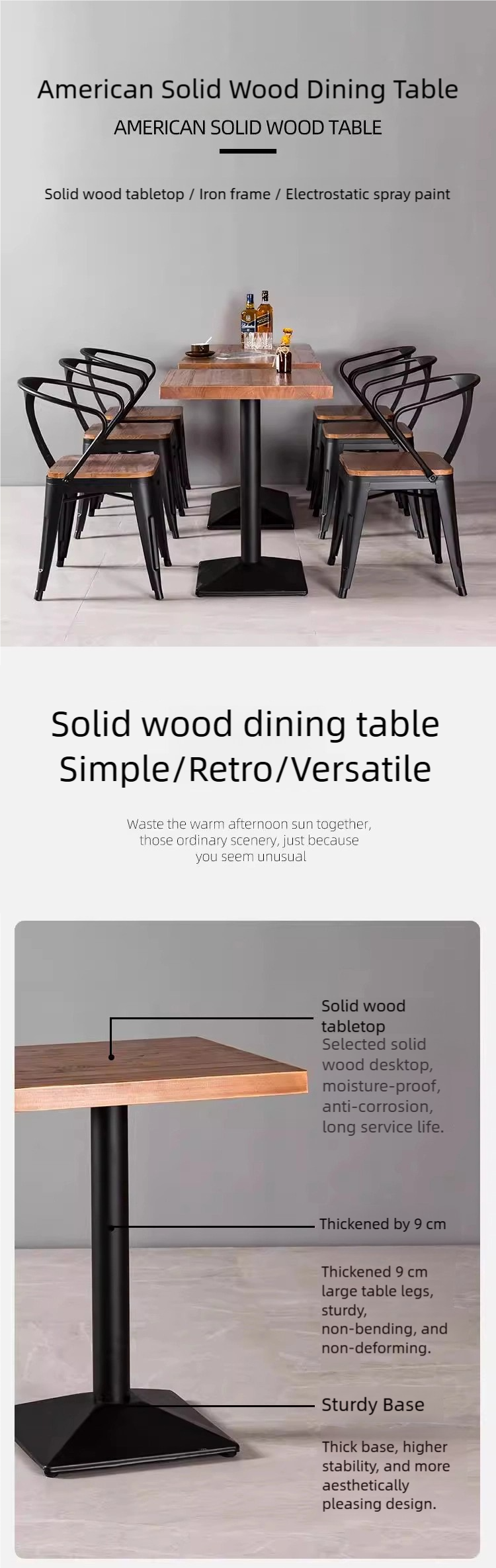 Industrial Metal-Frame Bar & Restaurant Dining Set — Table and Chairs