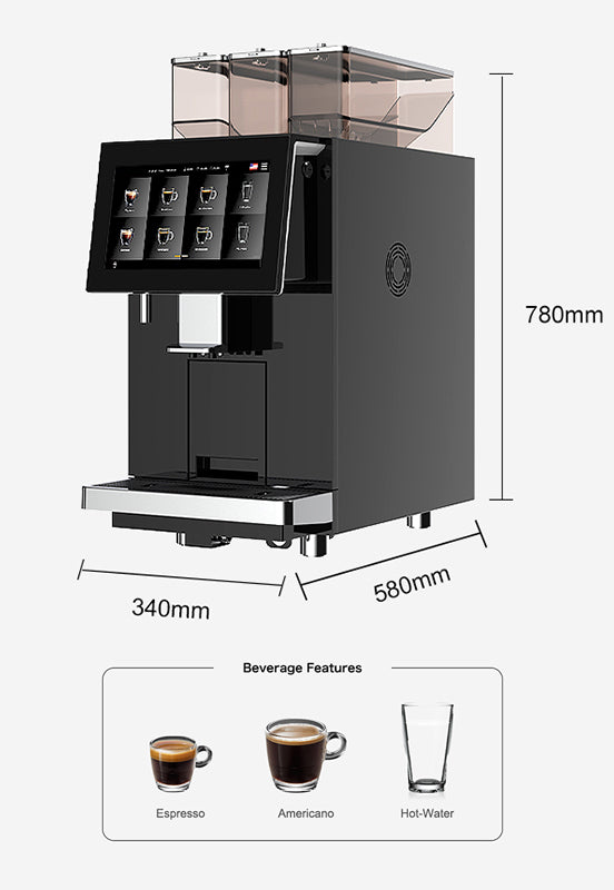 Commercial Self-Service Espresso Machine — Dual Bean Hopper, 20 Bar