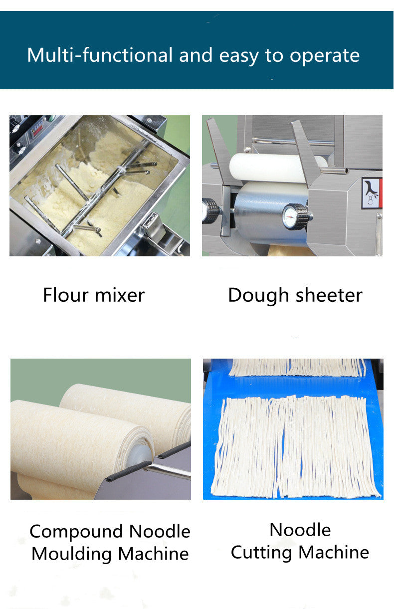 Commercial Automatic Fresh Noodle Machine — Mixer, Sheeter & Cutter