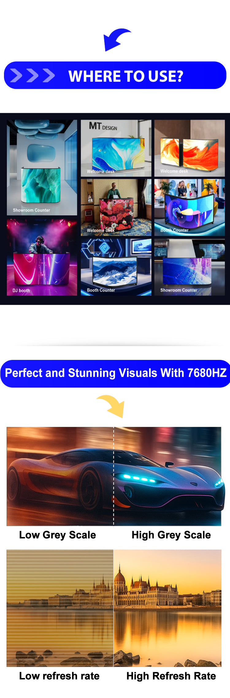 Foldable Portable LED DJ Booth Screen — Curved, on Wheels