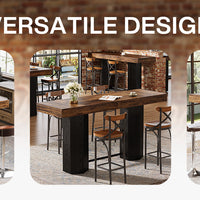 Counter-Height Rectangular Bar Table with Metal Footrest — 71" Long image preview