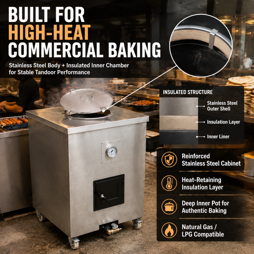Commercial Gas Clay Tandoor Oven — Stainless Steel