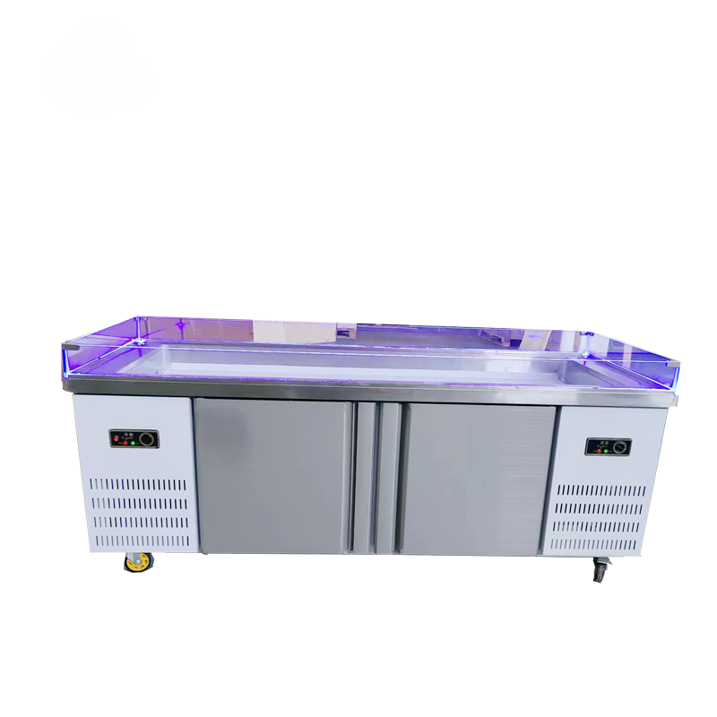 Stainless Steel Ice Fish Table — Refrigerated Seafood Display Cabinet