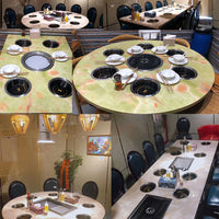 Smoke-Free Hot Pot Table — Marble Top, Built-In Induction image preview