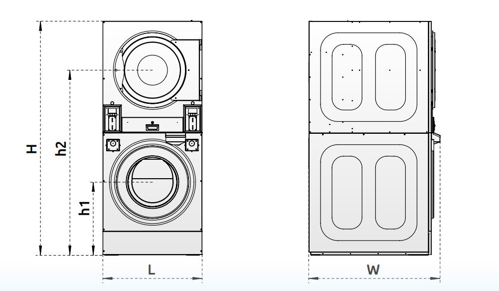 Commercial Washer-Extractor-Dryer Combo — Stainless Steel
