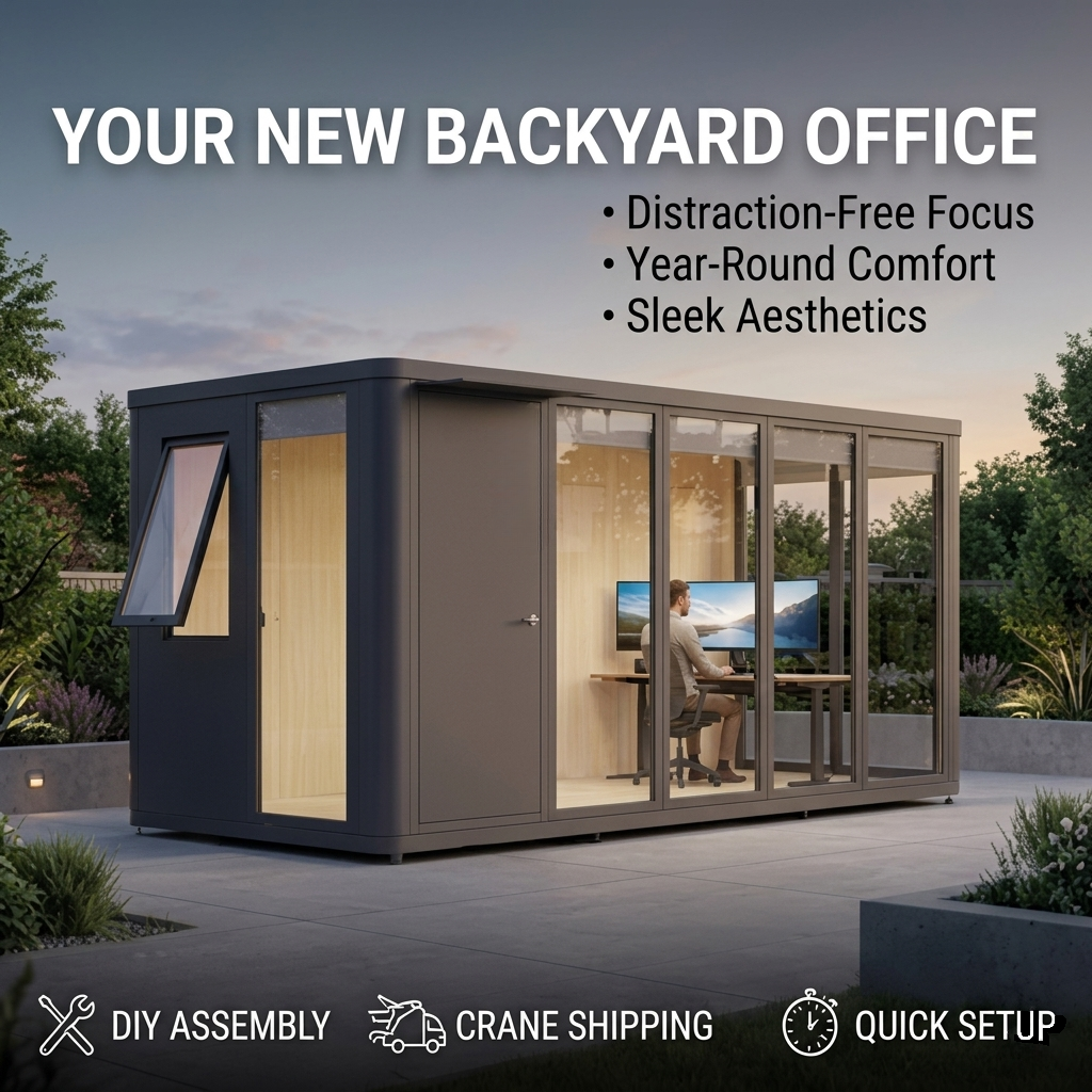 All-Aluminum Modular Garden Office Pod — Prefab Cabin (priced per sq ft)