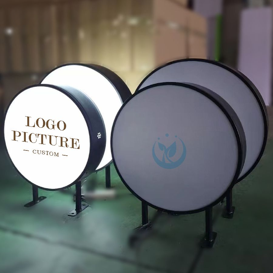 Custom Round LED Light Box Sign — Outdoor & Storefront