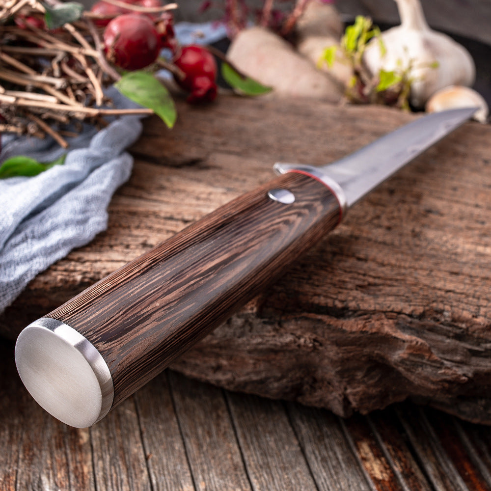 Stainless Steel Boning Knife with Chicken Wing Wood Handle