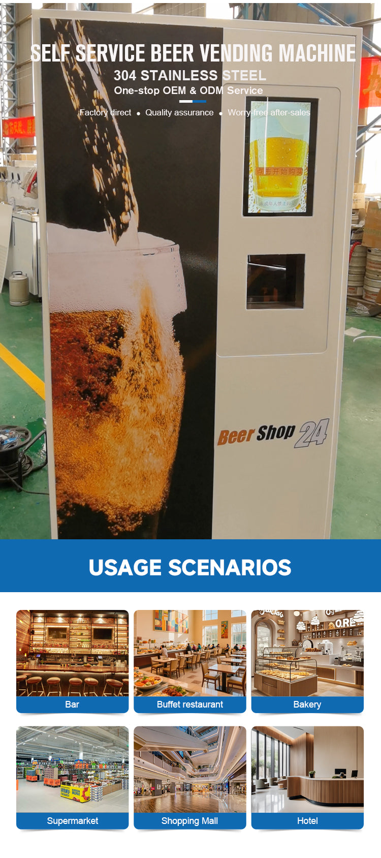 Self-Service Beer Vending Machine with Contactless Payment and Cloud Management