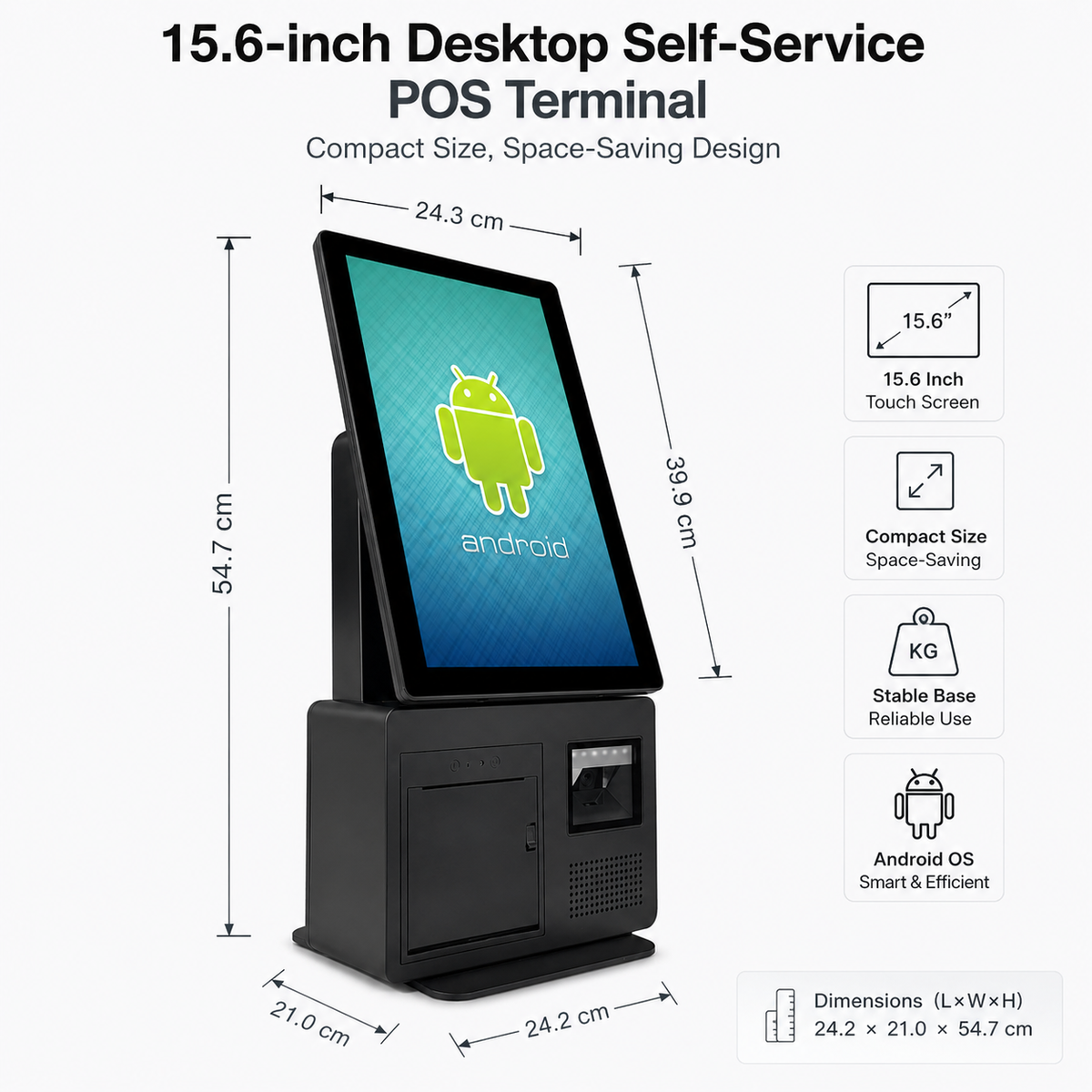 15.6" Dual-Screen All-in-One POS System — Windows / Android