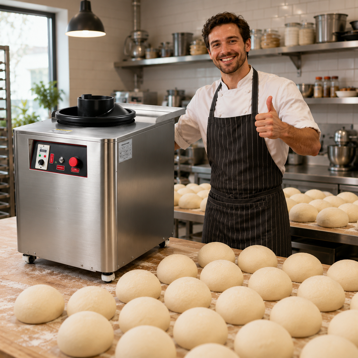Commercial Dough Rounder — Stainless Steel Desktop Rounding Machine (30–500g)