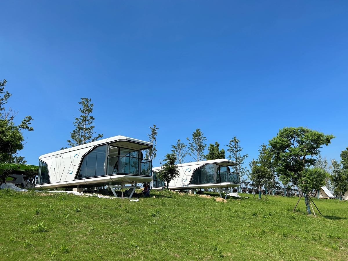 Modular Poolside Cabin — Solar Glamping Studio Unit
