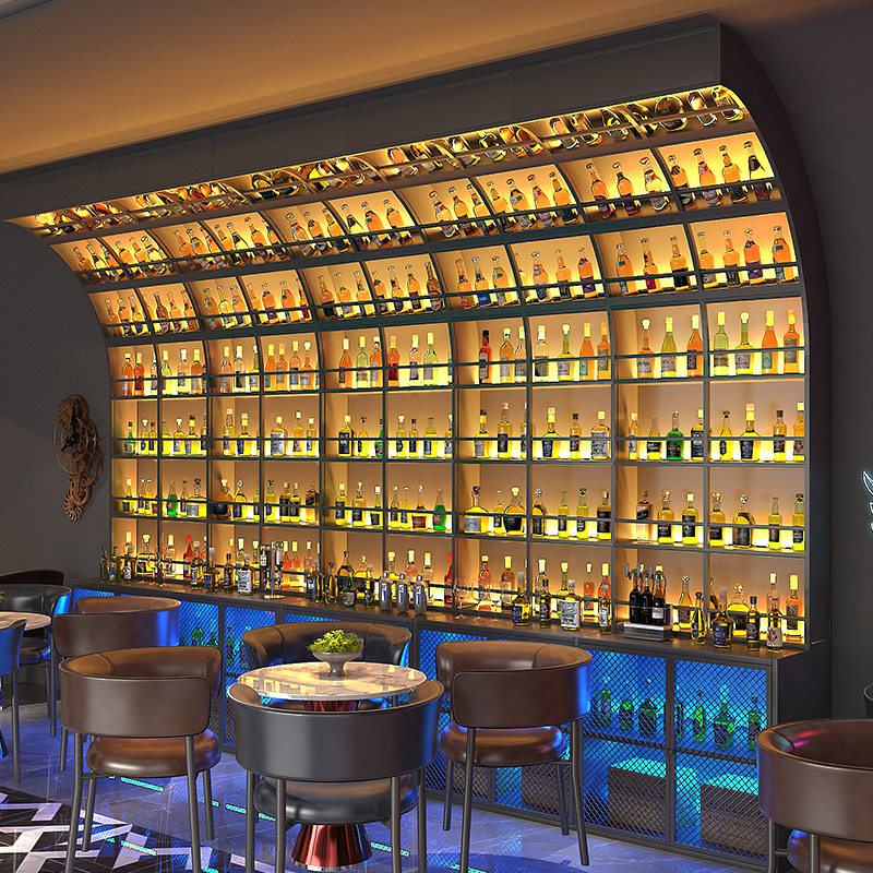 Industrial Wall-Mounted Bar Back Wine Rack