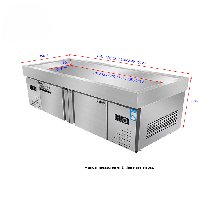 Stainless Steel Ice Fish Table — Refrigerated Seafood Display Cabinet