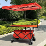 Folding Vending Cart with Adjustable Tabletop & Umbrella Canopy