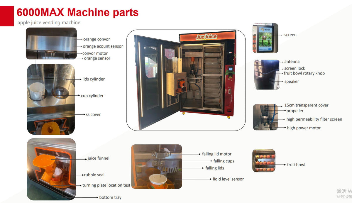 Fresh-Squeezed Juice Vending Machine — Refrigerated, Touchscreen