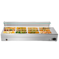Commercial Electric Bain Marie Food Warmer — 12-Pan with Glass Top image preview